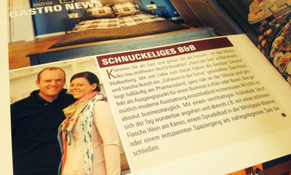 Zeitschriftenseite im Top Magazin Bonn mit dem Beitrag über das Haus am See